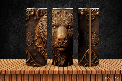 Tooled Leather Bear Tumbler | Skinny 20 oz | Sublimation SVG SvgOcean 