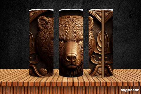 Tooled Leather Bear Tumbler | Skinny 20 oz | Sublimation SVG SvgOcean 
