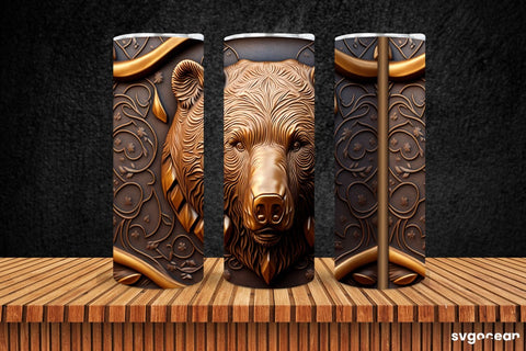 Tooled Leather Bear Tumbler | Skinny 20 oz | Sublimation SVG SvgOcean 