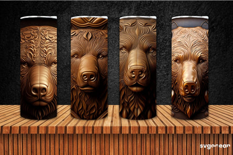 Tooled Leather Bear Tumbler | Skinny 20 oz | Sublimation SVG SvgOcean 