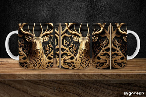 Tooled Leather Deer Mug | 11 oz | Sublimation SVG SvgOcean 