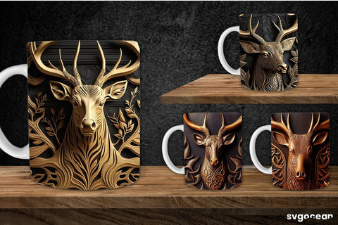 Tooled Leather Deer Mug | 11 oz | Sublimation SVG SvgOcean 
