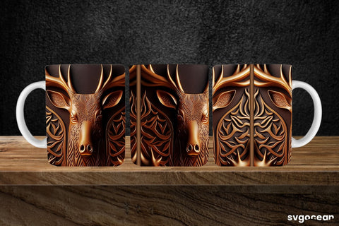 Tooled Leather Deer Mug | 11 oz | Sublimation SVG SvgOcean 