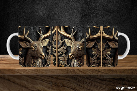 Tooled Leather Deer Mug | 11 oz | Sublimation SVG SvgOcean 