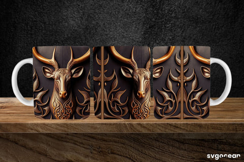 Tooled Leather Deer Mug | 11 oz | Sublimation SVG SvgOcean 