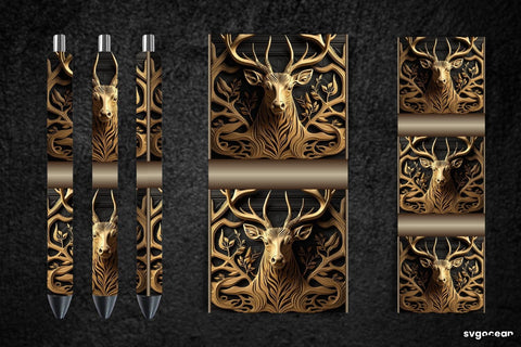 Tooled Leather Deer Pen Wraps | Sublimation Bundle SVG SvgOcean 