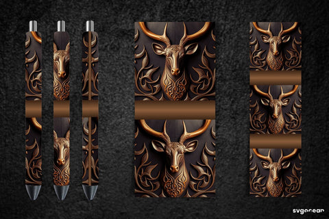 Tooled Leather Deer Pen Wraps | Sublimation Bundle SVG SvgOcean 