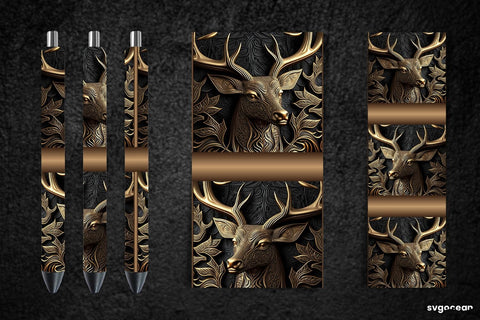 Tooled Leather Deer Pen Wraps | Sublimation Bundle SVG SvgOcean 