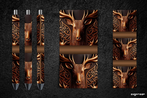 Tooled Leather Deer Pen Wraps | Sublimation Bundle SVG SvgOcean 