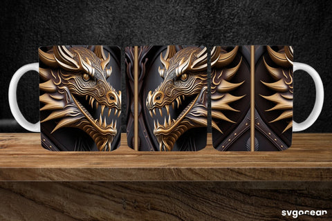 Tooled Leather Dragon Mug | 11 oz | Sublimation SVG SvgOcean 