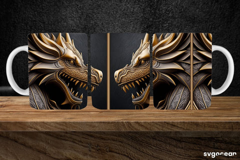 Tooled Leather Dragon Mug | 11 oz | Sublimation SVG SvgOcean 