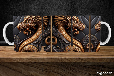 Tooled Leather Dragon Mug | 11 oz | Sublimation SVG SvgOcean 