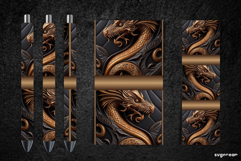 Tooled Leather Dragon Pen Wraps | Sublimation Bundle SVG SvgOcean 