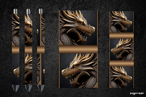 Tooled Leather Dragon Pen Wraps | Sublimation Bundle SVG SvgOcean 
