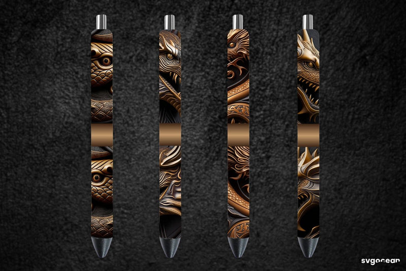 Tooled Leather Dragon Pen Wraps | Sublimation Bundle SVG SvgOcean 