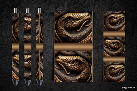 Tooled Leather Dragon Pen Wraps | Sublimation Bundle SVG SvgOcean 