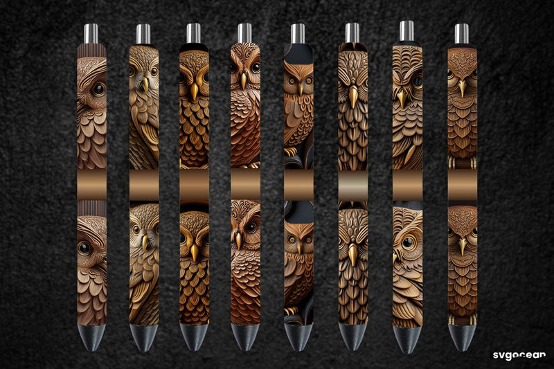 Tooled Leather Owl Pen Wraps | Sublimation Bundle SVG SvgOcean 