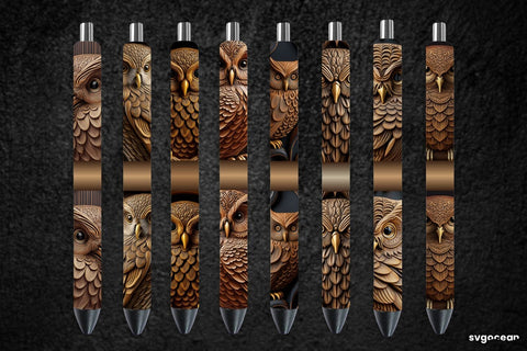 Tooled Leather Owl Pen Wraps | Sublimation Bundle SVG SvgOcean 