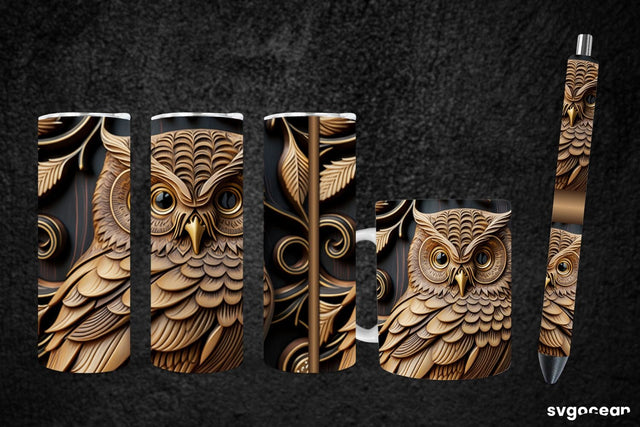 Tooled Leather Owl Sublimation | Tumbler | Mug | Pen SVG SvgOcean 