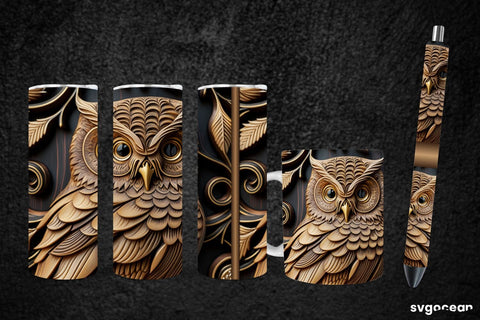 Tooled Leather Owl Sublimation | Tumbler | Mug | Pen SVG SvgOcean 