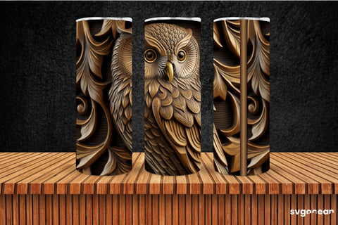 Tooled Leather Owl Tumbler | Skinny 20 oz | Sublimation SVG SvgOcean 
