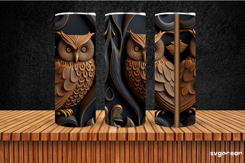 Tooled Leather Owl Tumbler | Skinny 20 oz | Sublimation SVG SvgOcean 