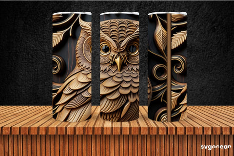 Tooled Leather Owl Tumbler | Skinny 20 oz | Sublimation SVG SvgOcean 