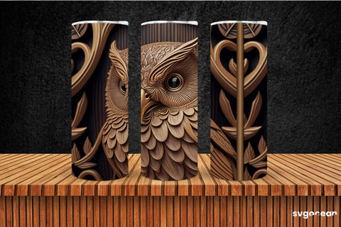 Tooled Leather Owl Tumbler | Skinny 20 oz | Sublimation SVG SvgOcean 