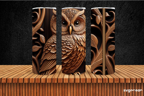 Tooled Leather Owl Tumbler | Skinny 20 oz | Sublimation SVG SvgOcean 