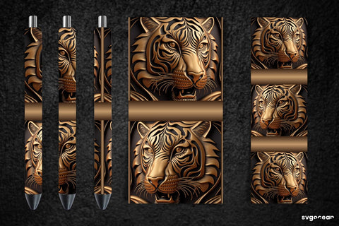 Tooled Leather Tiger Pen Wraps | Sublimation Bundle SVG SvgOcean 