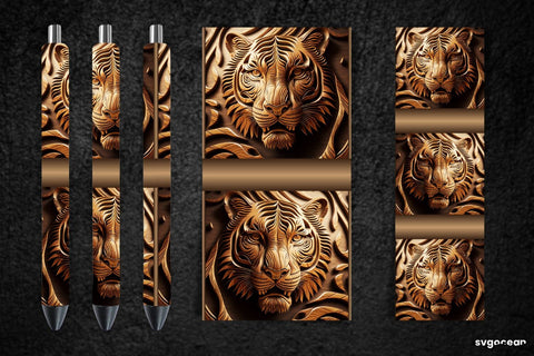 Tooled Leather Tiger Pen Wraps | Sublimation Bundle SVG SvgOcean 