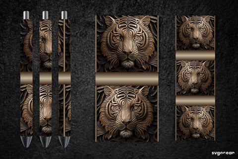 Tooled Leather Tiger Pen Wraps | Sublimation Bundle SVG SvgOcean 