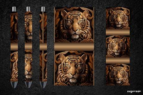Tooled Leather Tiger Pen Wraps | Sublimation Bundle SVG SvgOcean 
