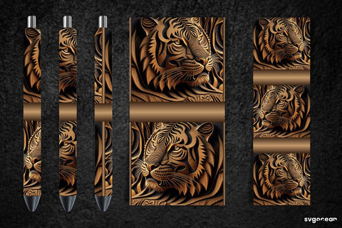 Tooled Leather Tiger Pen Wraps | Sublimation Bundle SVG SvgOcean 