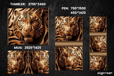 Tooled Leather Tiger Sublimation | Tumbler | Mug | Pen SVG SvgOcean 