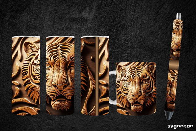 Tooled Leather Tiger Sublimation | Tumbler | Mug | Pen SVG SvgOcean 