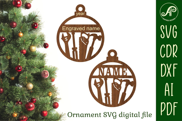 Tools Christmas Ornament SVG laser cut SVG APInspireddesigns 