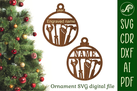 Tools Christmas Ornament SVG laser cut SVG APInspireddesigns 
