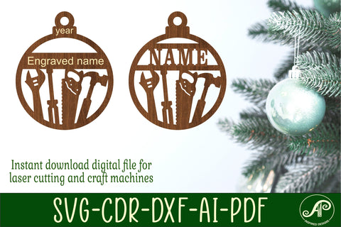 Tools Christmas Ornament SVG laser cut SVG APInspireddesigns 