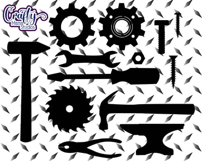 Tools Svg - Diamond Plate Svg - Father's Day Svg - Construction Clipart SVG Crafty Mama Studios 