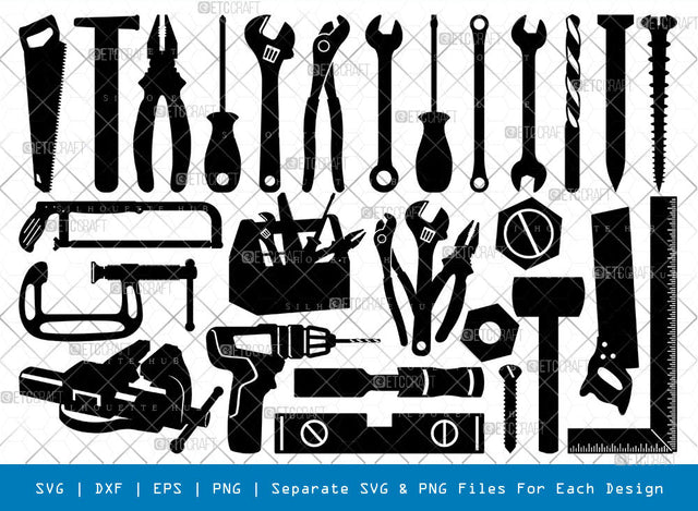 Tools SVG, Tools Silhouette, Wrench Svg, Hammer Svg, Mechanic Tools Svg, Hand Tool Svg, Toolbox Svg, Buildings Tools, Work Tools, Tools Bundle, SVG ETC Craft 