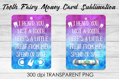 Tooth Fairy Money Card PNG Design | Fairy Money Holder | Tooth Fairy PNG Sublimation Fly Design 