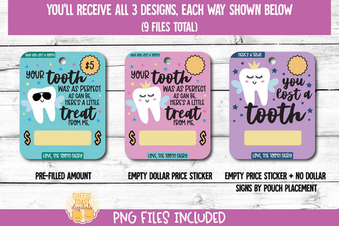 Tooth Fairy Money Card PNG Designs | Tooth Fairy Gift Sublimation Cheese Toast Digitals 