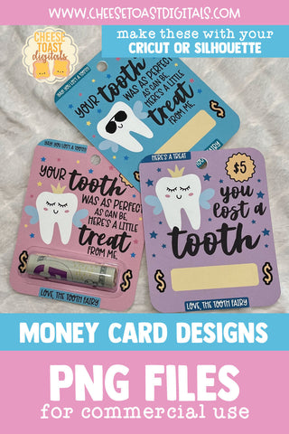 Tooth Fairy Money Card PNG Designs | Tooth Fairy Gift Sublimation Cheese Toast Digitals 
