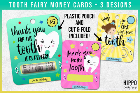 Tooth Fairy Money Card | Set of 3 Printable Money Cards SVG Hippo Creations 