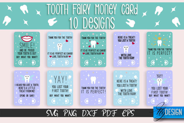 Tooth Fairy Money Card SVG Bundle | Tooth Fairy SVG Design | Fairy Money Card SVG Quotes SVG Fly Design 