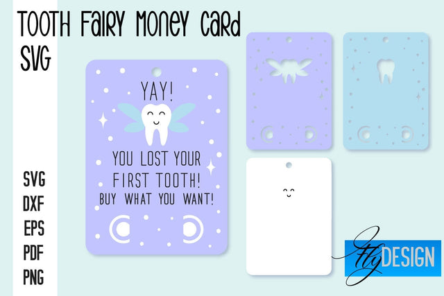 Tooth Fairy Money Card SVG | Tooth Fairy SVG Design | Fairy Money Card SVG Quotes SVG Fly Design 