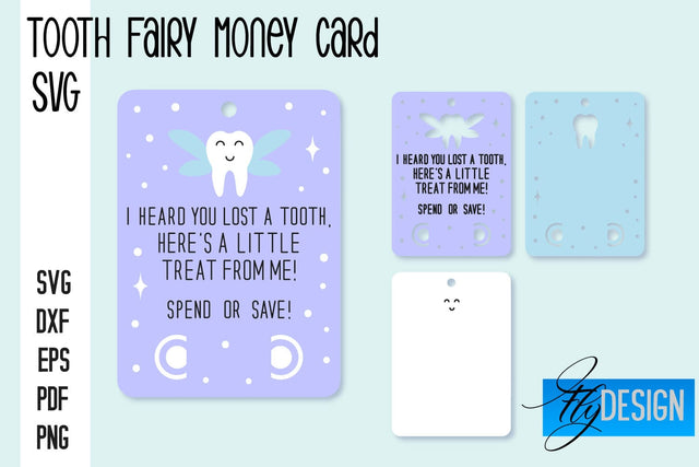 Tooth Fairy Money Card SVG | Tooth Fairy SVG Design | Fairy Money Card SVG Quotes SVG Fly Design 