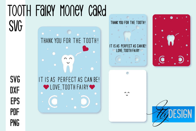 Tooth Fairy Money Card SVG | Tooth Fairy SVG Design | Fairy Money Card SVG Quotes SVG Fly Design 