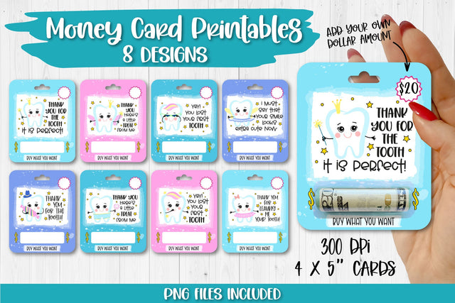 Tooth Fairy Money Gift | Tooth Fairy Card PNG Designs Sublimation TatiStudio 